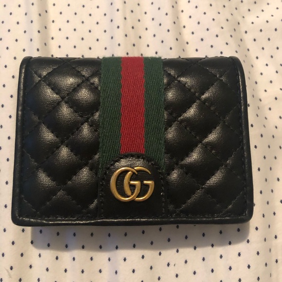 Gucci Handbags - Gucci Trapuntata Leather Flap Card Case, Women's